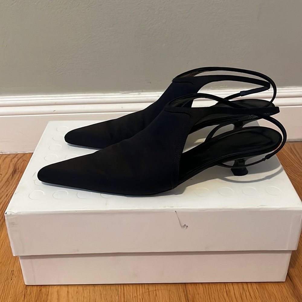 Khaite Lafayette Pointed Toe Slingback Kitten Heels